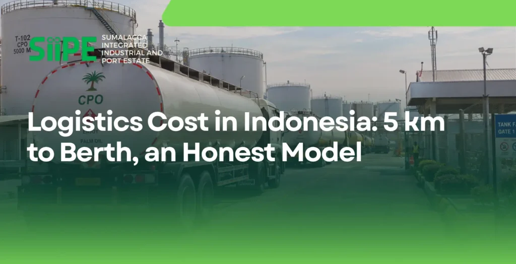 Logistics cost in Indonesia, tanker trucks queuing at a bulk terminal in North Sumatra